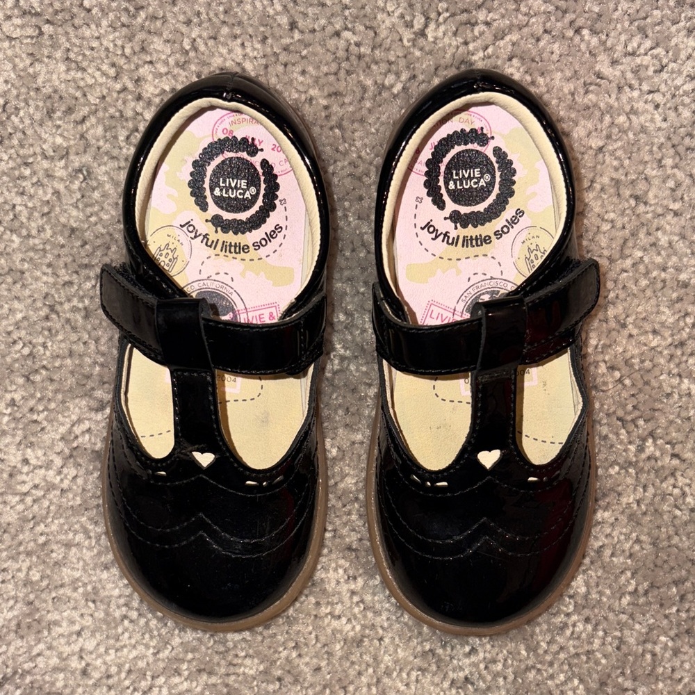 Black patent leather toddler dress shoes